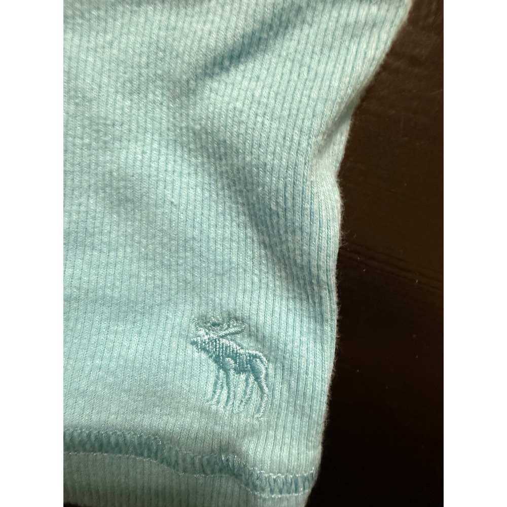 Abercrombie & Fitch Blue Ruffle Racerback Ribbed Tank Top Perfect Stretch - Picture 3 of 5